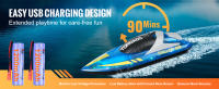 VEVOR-barco a Control remoto para piscinas y lagos, barco de carreras con luz LED, 2 baterías recargables, 2,4 GHz, 12 km/h - details 5