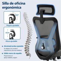Despacho Respaldo Bloqueable Entre 90 °   y 130 °    Soporte Lumbar Ajustable Malla Transpirable Oficina Estudio Negro - details 7