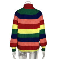 Suéter cuello alto jersey color top manga larga suéter suelto top - details 4