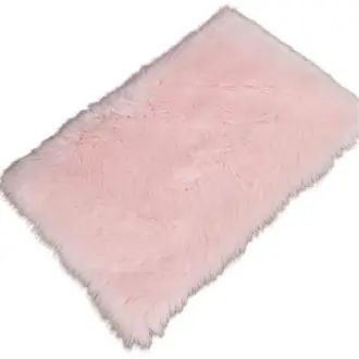 Alfombra de piel de oveja sintética, alfombra de forro polar de imitación, suave y esponjosa, pelo largo, cojín decorativo para silla, alfombra para sofá (rosa suave, 60_x_90_cm) - 1