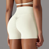 Pantalones cortos de yoga cruzados para mujer con bolsillos, leggings de entrenamiento para mujer, pantalones cortos de cintura alta, levantamiento de glúteos - details 15