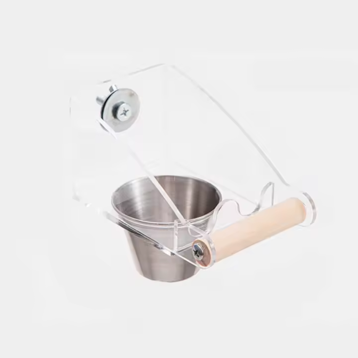Alimentador de pájaros montado en jaula acrílica, antisalpicaduras, dispensador de comida para pájaros de gran capacidad, contenedor de comida para loros colgante antisalpicaduras - 1