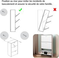 Mueble zapatero de 12 pares - Estantería de gran capacidad para vestíbulo o pasillo - (ancho) 60 x (profundidad) 24 x (alto) 80 cm - Madera clara blanca - details 117