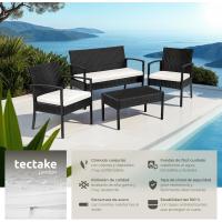 Conjunto de Jardín Exterior de Ratán y Aluminio, Muebles de Jardín Exterior Resistentes a la Intemperie, 2 Sillones, 1 Sofá, 1 Mesa de Cristal, con Cojines de 5,5 cm y 2 Juegos de Fundas - Gris - details 10