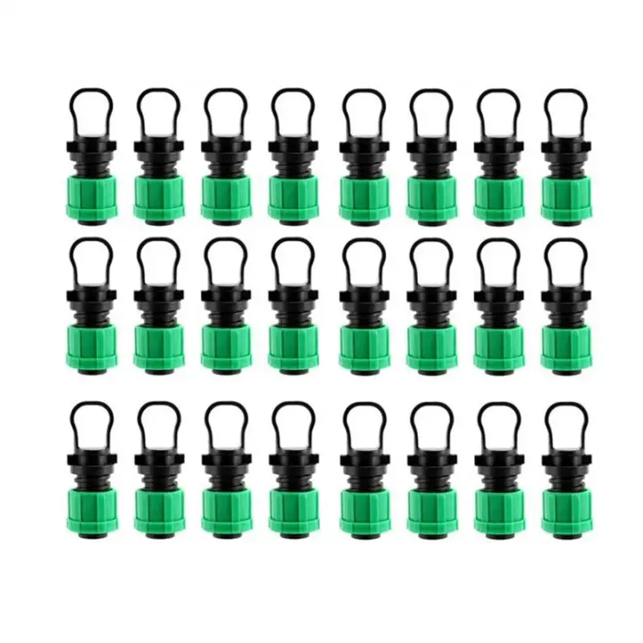 24 Uds. Tapón de extremo de tubo de riego por goteo, accesorio de tapa de extremo Universal de 1/2 pulgadas, para aspersor de tubo de cinta de goteo de 16mm - 1