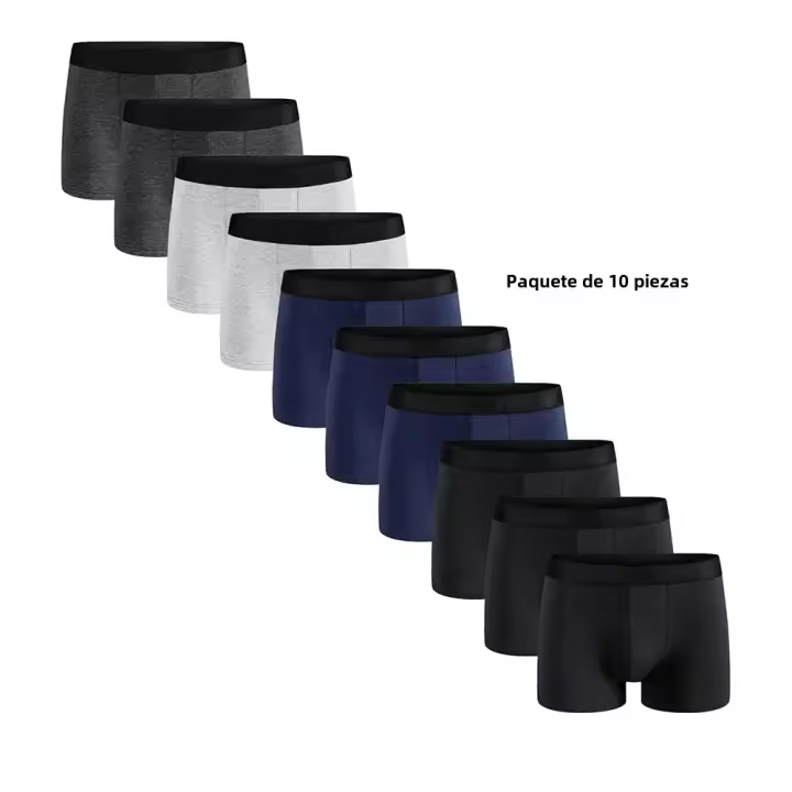 Pack De 10 Ropa Interior Para Hombre Sólida Marca De Lujo Conjunto De Shorts Y Calzoncillos Kit De Calcetines - 1