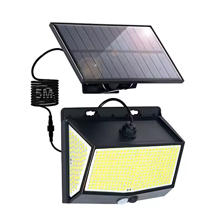 LED Aplique de Pared Exterior Solar con Sensor de Movimiento GOECO, Negro, PVC, 6500K Luz Blanca Fría, 468LED, 15,5*11*5,3 CM - 1