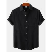 Camisa con botones de manga corta de lino y algodón de estilo chino para hombre, 2023 - details 8