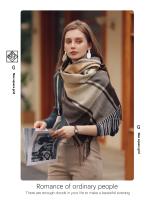 Bufanda a cuadros bufanda de invierno chal para mujer babero de flecos abrigados - details 1