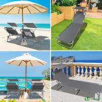 Paquete de 2 Sillas Plegables Resalva Ajustable y Parasol Ideal para Piscina, Jardín, Playa - details 5