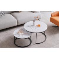 Conjunto de Mesa de Centro Redondo de Madera Tables de Café y Té-Claro - details 49