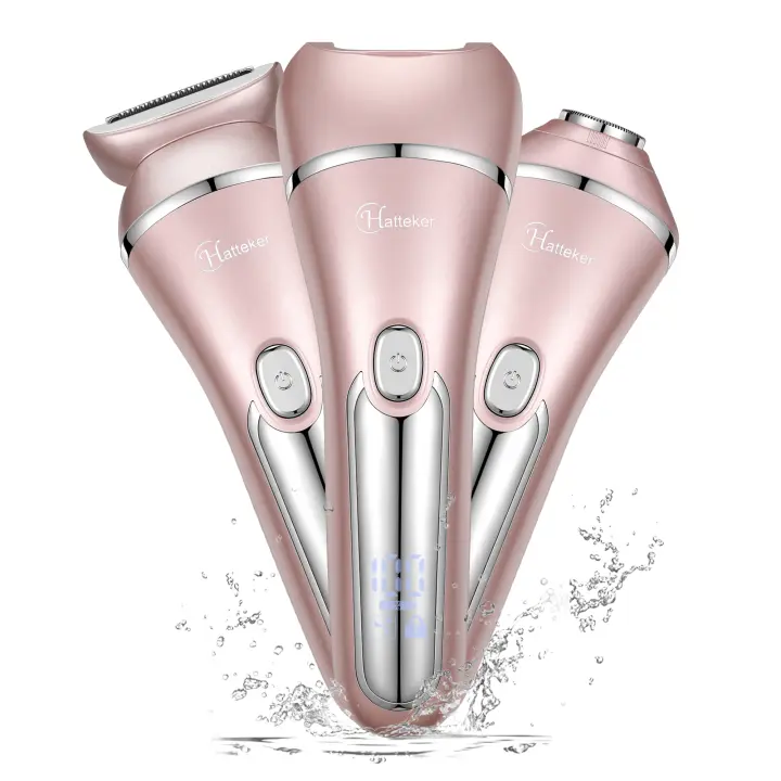 Hatteker Afeitadora Eléctrica para Mujeres 3 en 1 para Piernas Brazos Axilas Bikini Pelo Pubico Recargable Máquina de Eliminación de Vello Rotativa sin Dolor Fabricada en China - 1