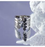 Nuevos anillos llamativos y elegantes Diseño texturizado multicapa Anillo abierto con diamantes Joyería de lujo chapada en oro - details 9