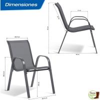 Sillas de Terraza de Metal Reforzado Diseño Elegante en Gris Antracita 4 Piezas - details 2