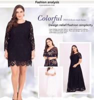 Vestido de encaje Floral de manga larga para mujer, talla grande, negro, adecuado para banquetes, clubes, vacaciones de ocio y uso diario - details 5