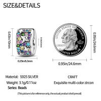 Encanto de Hebilla de Seguridad en Color Plata Esterlina S925 100% Real para Mujeres Joyería Fina de Cumpleaños Ajuste a Pulsera Original de 3mm Material Natalicio: Piedra ZIRCON - details 1