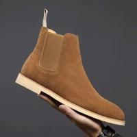 Botas cortas clásicas Retro de cuero de ante de vaca auténtico estilo británico para hombre, zapatos casuales de alta calidad - details 1