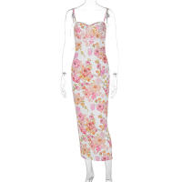 Vestidos de fiesta con estampado Floral y tirantes finos, maxivestido ajustado elegante para invitados de boda y vacaciones - details 16