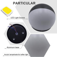 Luces LED creativas de pared con forma de bola, decoración de césped, sala de estar, dormitorio, apliques de pared con bola interior y exterior, lámpara de pared decorativa LED - details 0