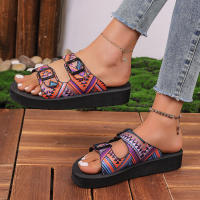 Zapatillas planas con estampado aleatorio para mujer, zapatos informales, sandalias de playa, chanclas para caminar, verano, 2024 - details 16