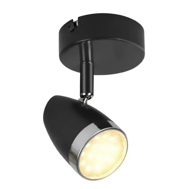 CBJKTX Foco de Techo LED 1 Bombilla Moderna 4W Negro Blanco Cálido 3000K Ajustable 350 ° - 1