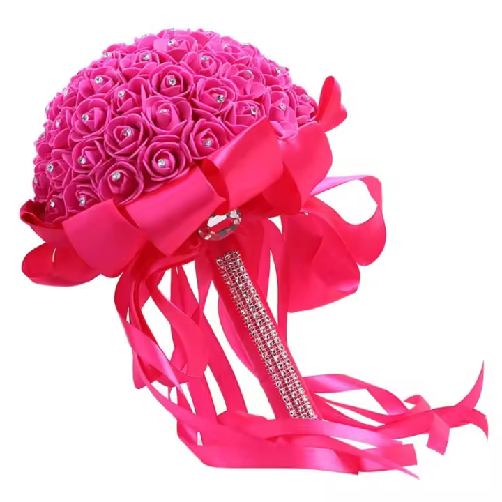 Decoración de boda para dama de honor, accesorios para fiestas, decoración del hogar, compromiso, flores artificiales, rosas de espuma, ramo de rosas de flores para novia - 1