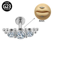 Todo g23 titanium labret 3 de cristal pendientes tragus hélice pendiente de lóbulo piercing para cartílago de la oreja labio rosca interna lengua cuerpo joyas - details 4