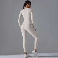 Hamidou-conjunto deportivo de Yoga para mujer, Leggings de gimnasio de secado rápido, de manga larga Camiseta deportiva para correr, pantalones de entrenamiento para correr - details 5