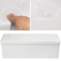 Taburete Plegable con Caja de Almacenamiento 110x38x38cm Taburete de Tipo PUF con Asiento de Cuero Sintético y Madera - details 6