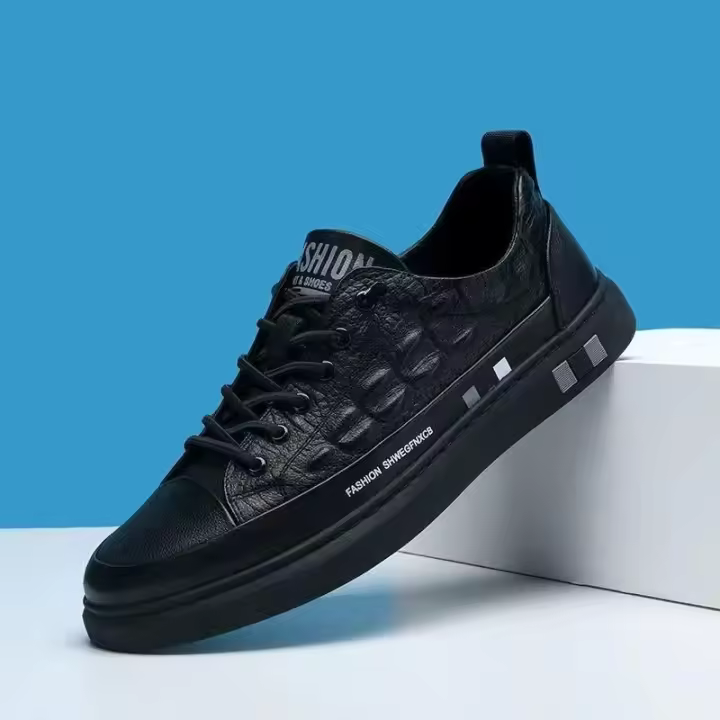 Cocodrilo patrón blanco zapatos de hombre transpirables cabeza redonda tendencia deportes y ocio versátiles zapatos de junta. - 1