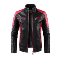 Chaqueta de Moto de Cuero PU Delgada Cuello Alto, Bloqueado de Colores, Primavera Otoño, Moda Para Hombres - details 3
