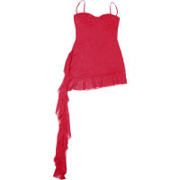 BUNO-Minivestido Sexy con volantes y purpurina para mujer, vestido asimétrico rojo con espalda descubierta para fiesta y playa, vestidos ajustados para primavera y verano 2025 - details 8