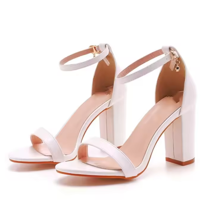 Tacones altos de mujer, sandalias con punta abierta, fiesta de boda. - 1