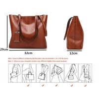 Bolso de cuero encerado para mujer, bolsa de hombro con doble correa, sencillo, para compras, 2022 - details 0
