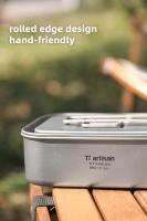 Tiartisan - Placa fría de titanio de una sola capa, 800 ml, utilizada para acampar al aire libre, liviana, portátil, con mango plegable, para alimentos - details 3