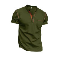 Hombre manga corta henry camiseta hombre cuello redondo patchwork body - details 7