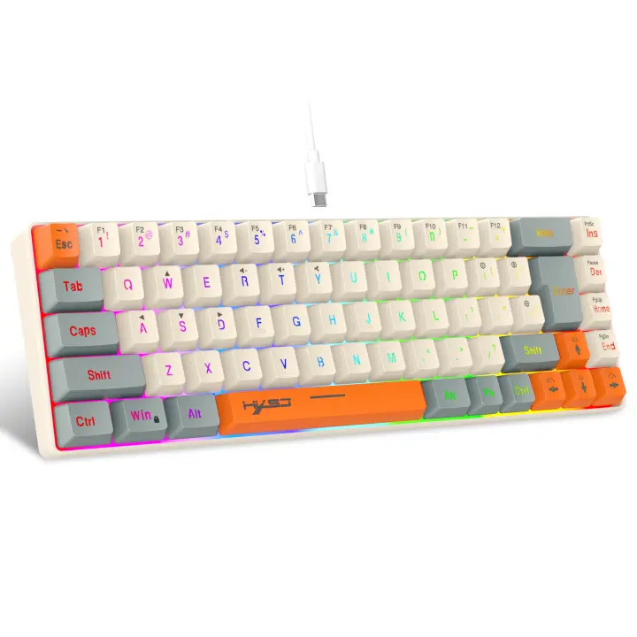 Teclado para juegos con cable USB, dispositivo portátil con retroiluminación RGB 20, 3 colores, para Windows, portátiles y ordenador, 68 teclas - 1