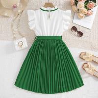 Falda Plisada de Khaki para Niñas Mangas de Pétalo Blanco Estilo Preppy para Cumpleaños - details 19