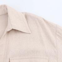Ropa de mujer europea y americana con mini vestido de mezcla de lino con cinturón - details 4