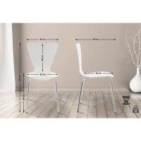 Silla de Visita Apilable Calisto I Silla de Comedor Apilable & Asiento de Madera I Silla de Cocina con Base de Metal, Color:Blanco - details 2
