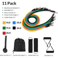 11 unids/set de tubos bandas elásticas de resistencia gimnasio en casa de entrenamiento de fuerza cuerda Yoga tensión de la banda de equipos de Fitness - details 5