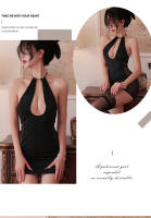 Vestido con cuello colgante, ajustado, eep, falda corta en V que abraza la cadera con pechos expuestos, ropa sexual para mujer, lencería erótica xxx - details 7