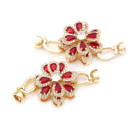 2 juegos de conectores de flores de latón y circonio de Color dorado de 18K para collares, cierres de pulsera, suministros de joyería Diy, accesorios - details 2