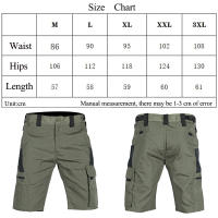 Pantalones cortos tácticos de verano para hombre, Shorts impermeables, informales, militares, ligeros, multibolsillos, secado rápido - details 1