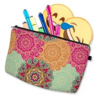 Bolso De Maquillaje Impermeable De Mandala Y Flores Para Mujer Bolsa De Cosméticos De Tela Polyester Estilo Fashion Cierre De Cremallera - details 6