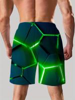 Pantalones cortos de playa sueltos para hombres, ropa deportiva, pantalones cortos de patrón 3D de secado rápido con cordón, pantalones cortos ligeros para trajes de baño de verano, bañador de natación para vacaciones en la playa - details 14