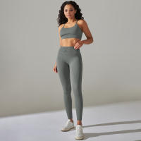 Hamidou-Conjunto de ropa deportiva de dos piezas para mujer, Leggings de cintura alta para gimnasio, Top corto, trajes deportivos de Fitness, ropa deportiva con lavado ácido - details 30