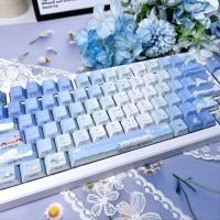 Coreano Cherry Pbt Blue Chasing Summer Cool Theme 126 teclas Teclas Hangul con gradiente personalizado - details 2