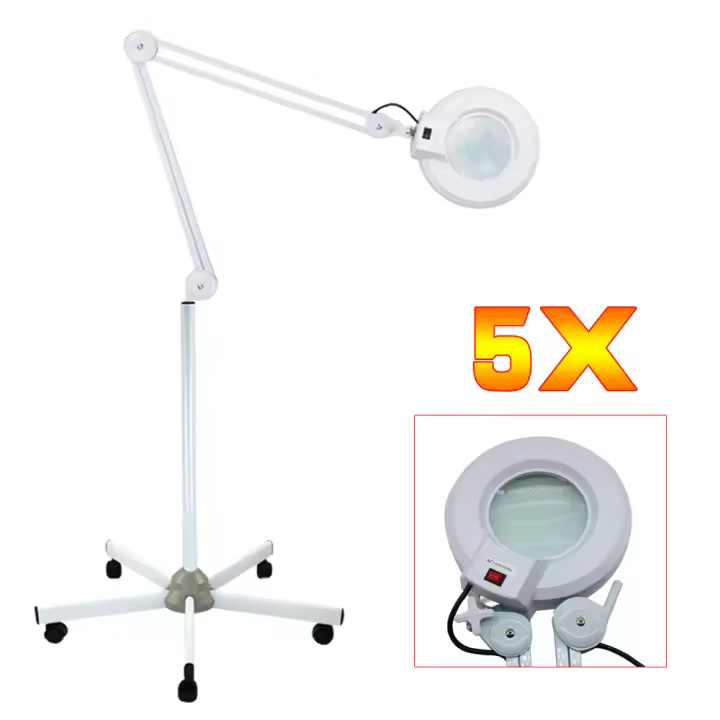 Lámpara de aumento de dioptrías 5D, luz fría de trabajo, aumento de 5 veces, lupa cosmética, brazo ajustable - 1