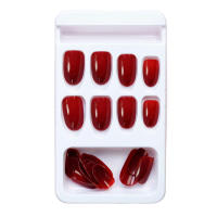 Uñas postizas sólidas y brillantes de color burdeos, fáciles de aplicar y quitar, salón de uñas para mujeres y niñas - details 1
